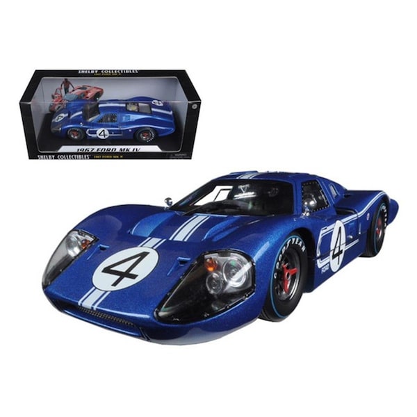 Shelby Collectibles 1967 Ford GT MK IV No.4 Blue LeMans 24 Hours L.Ruby D.Hulme 1-18 Diecast Model Car SC426 - main